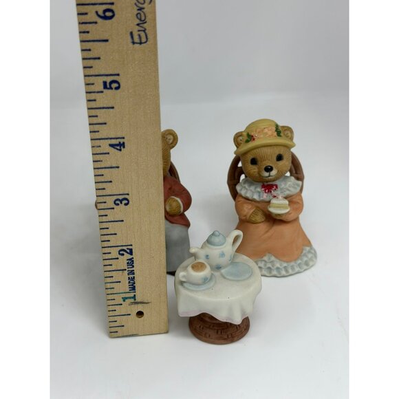VTG HOMCO Tea Time Bears Figurine Set | Ceramic Mr. & Mrs. Teddy Bears w/ Table - Picture 5 of 8